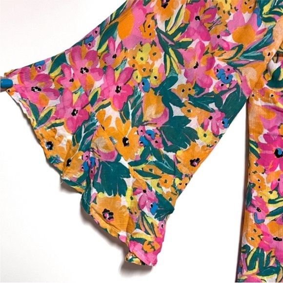 Anne Cole Sunshine Floral Tunic Swim Coverup V-Neck - Picture 6 of 7